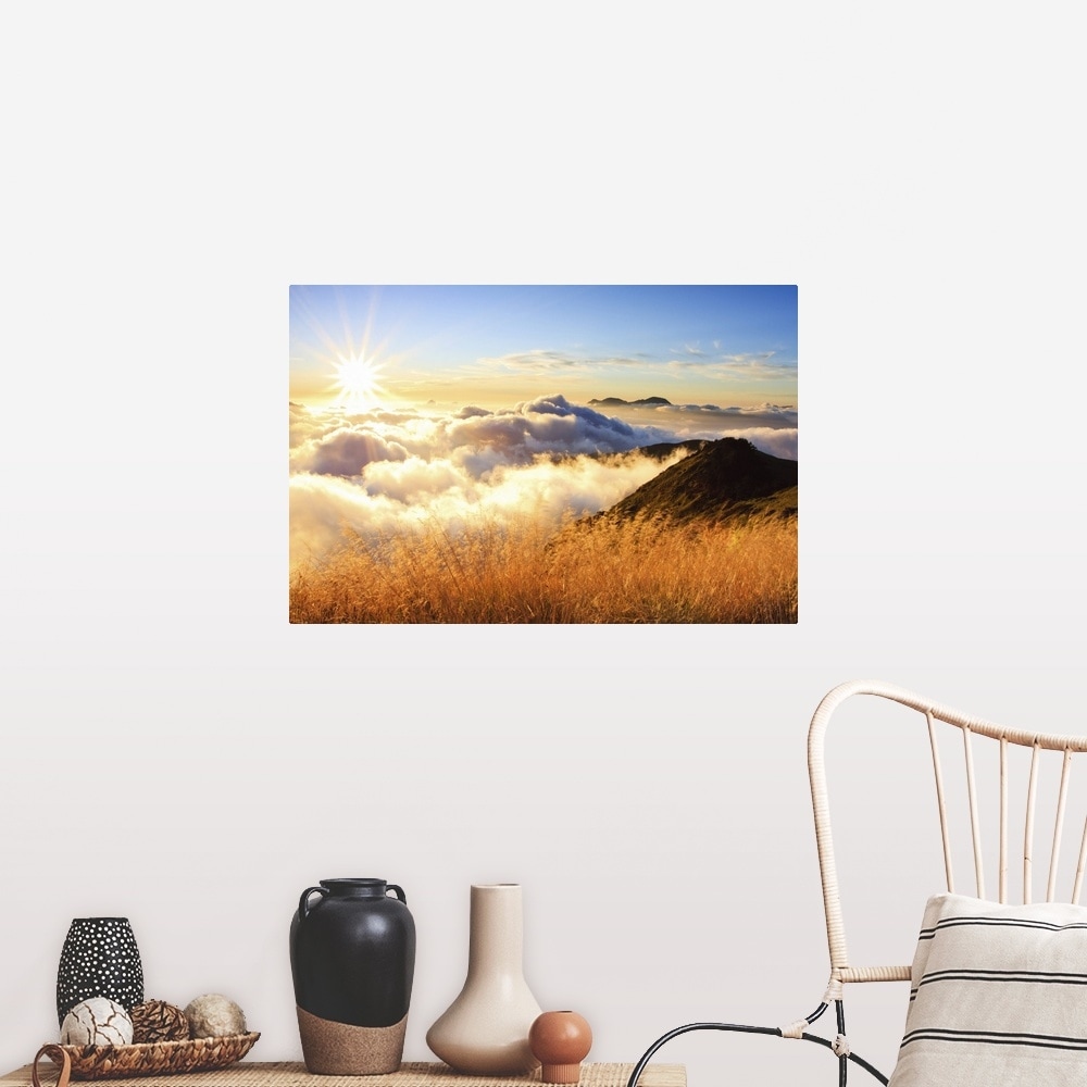 Shop Sunset Over Mountains With Sea Of Clouds Below Poster