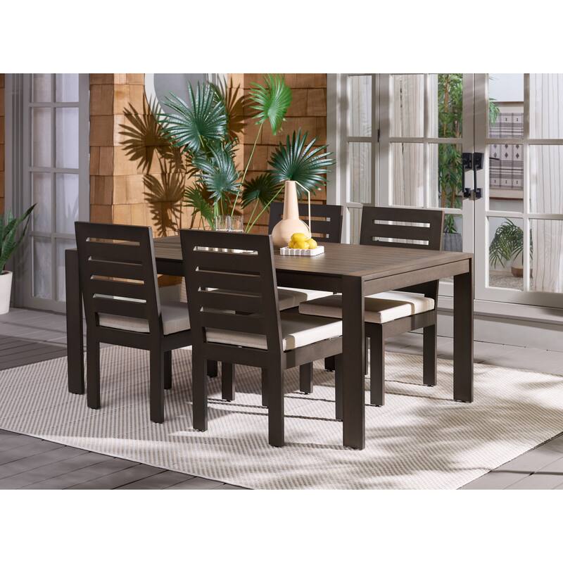 SAFAVIEH Outdoor Living Fash Aluminum 4 Leg Dining Table - 71"W x 37"D x 29"H - Brown