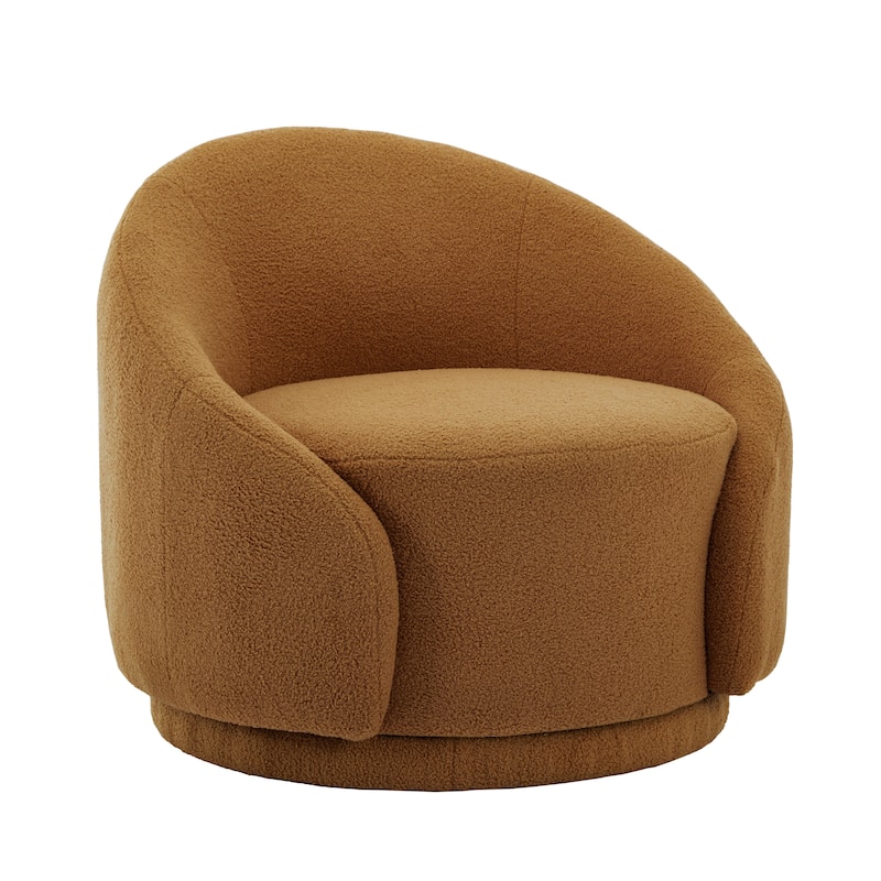 35" Wide 2 Set Velvet/ Boucle Barrel Swivel Chair