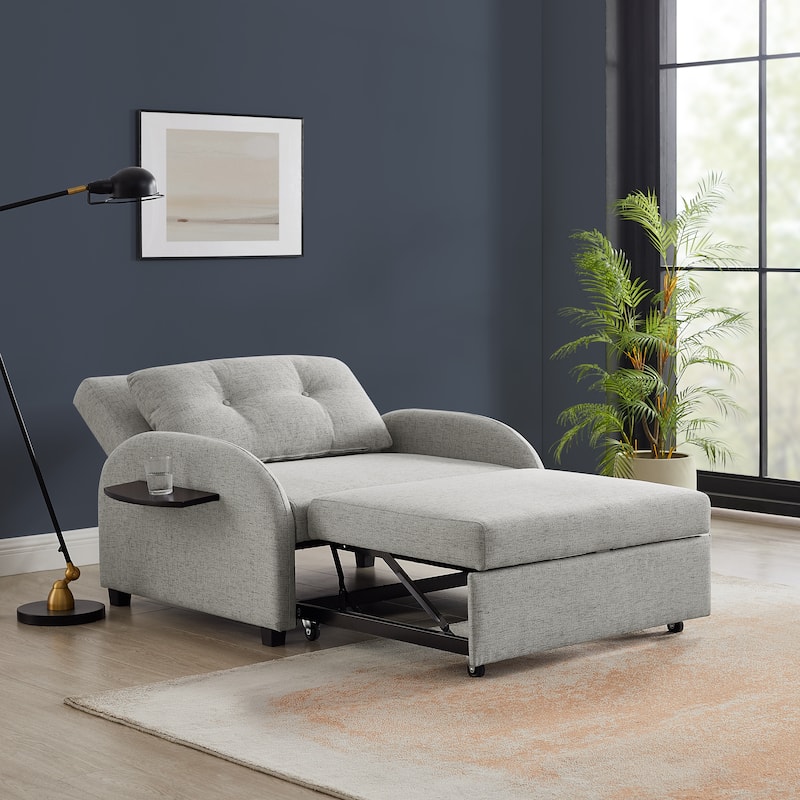 Scarboro Grey Upholstered Wide Convertible Bed