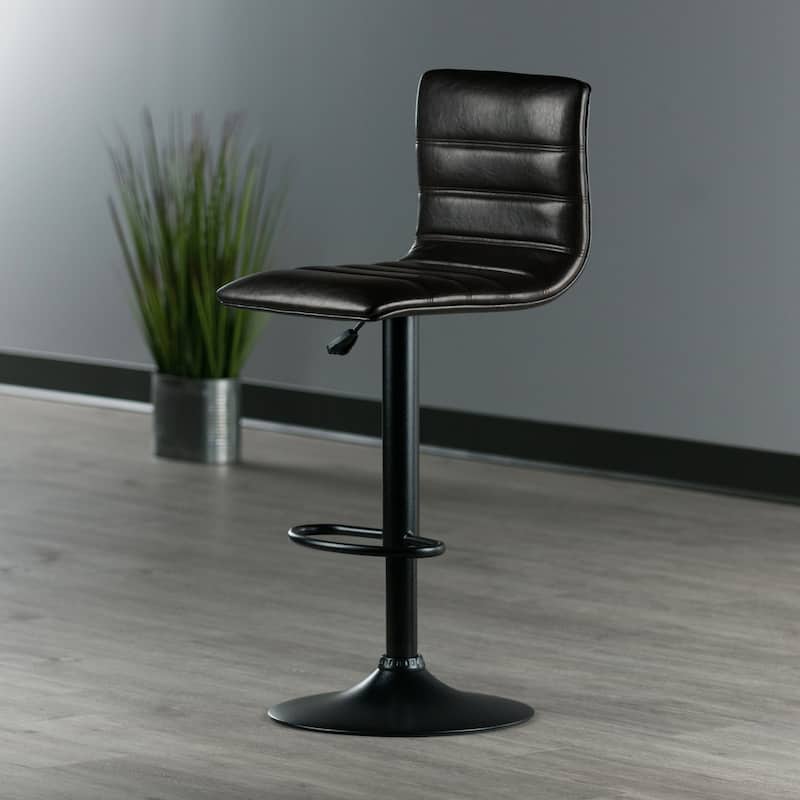 Adjustable Swivel Stool, Black and Espresso - 15.75"W x 19.34"D x 35.70" to 43.94"H - Espresso and Black 