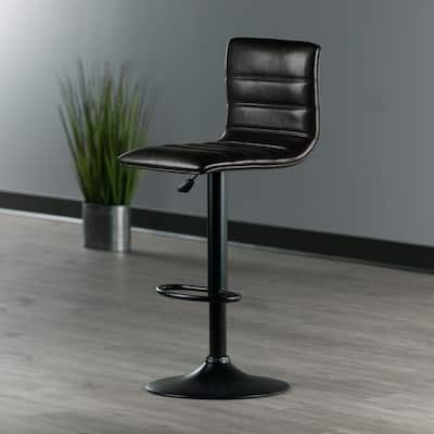 Adjustable Swivel Stool, Black and Espresso - 15.75"W x 19.34"D x 35.70" to 43.94"H