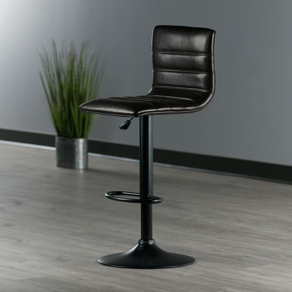 Adjustable Swivel Stool, Black and Espresso - 15.75"W x 19.34"D x 35.70" to 43.94"H