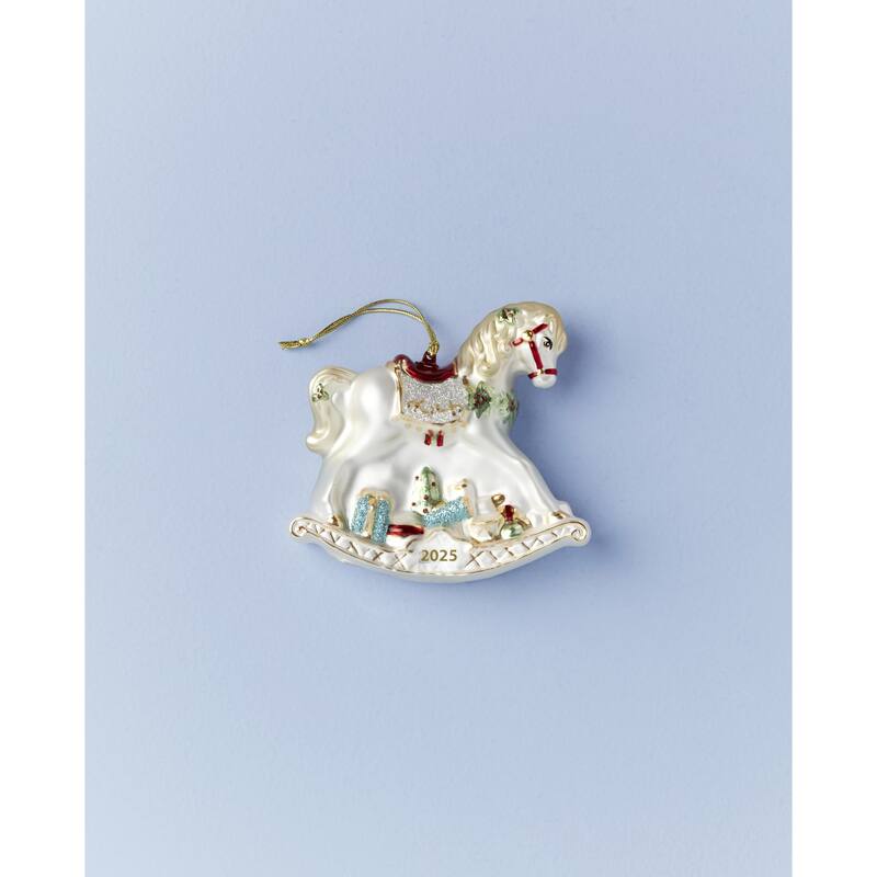 Lenox 2025 Blown Glass Baby's 1st Rocking Horse Ornament