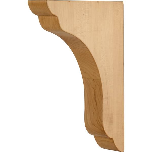 slide 1 of 1, Hardware Resources Corbel with Decorative Styling, 10"H x 1-3/4"W x Natural Hard Maple