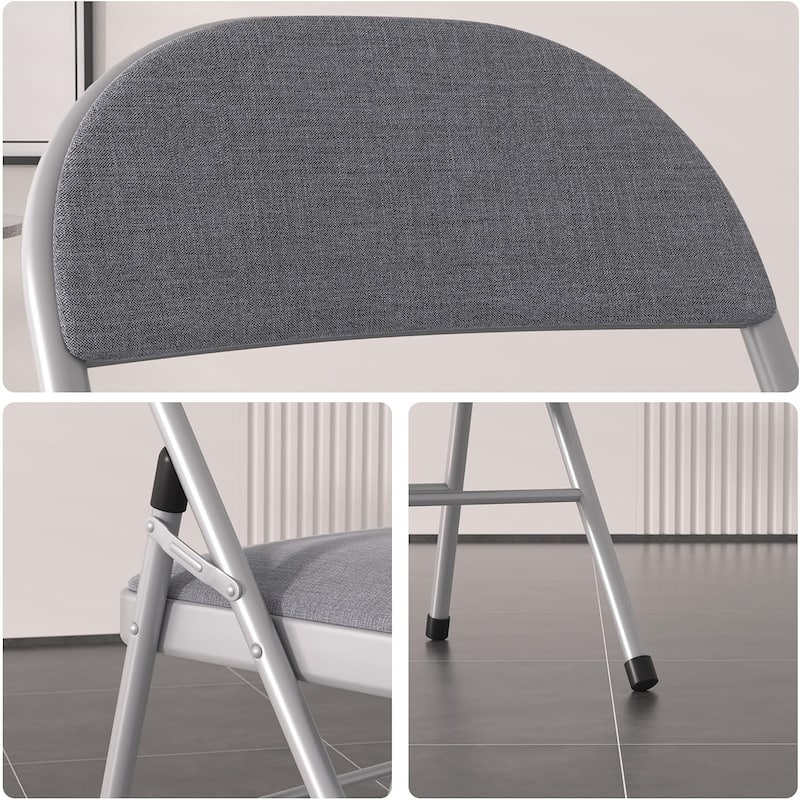 8 Pack Portable Padded Folding Chair, Upholstered Folding Dining Chairs Pack of 8, Metal Event Commercial Chairs