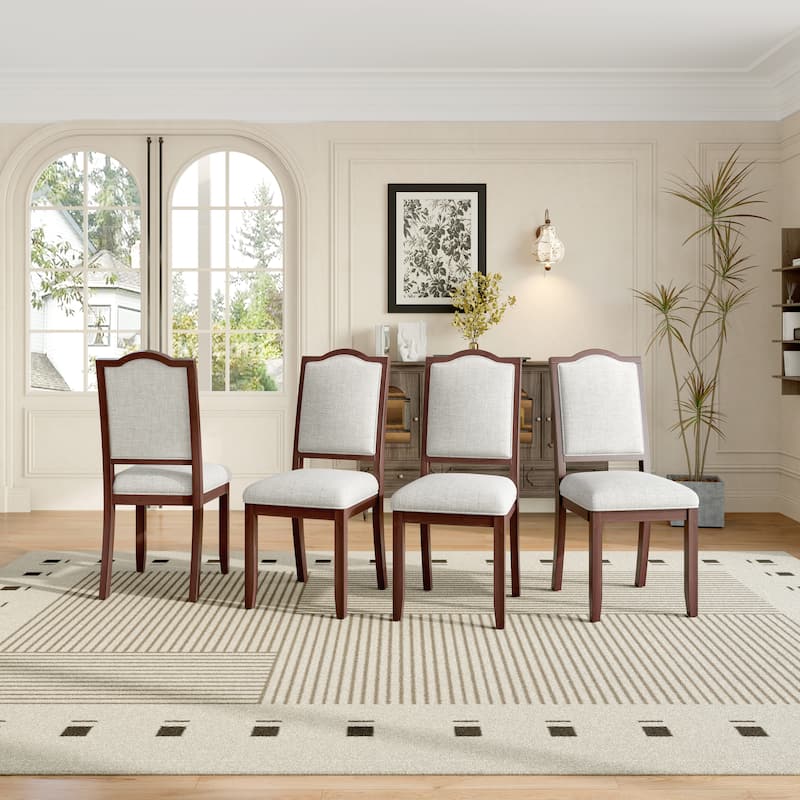 Farmhouse Dining Chairs Set of 4, Upholstered Dining Chairs with High Back, Modern Seating for Kitchen, Bedroom & Living Room