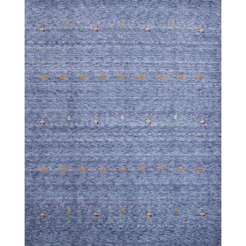 Hand Knotted Oriental 100% Wool Carpet Tribal Animal Pictorial Navy Blue & Blues Gabbeh Area Rug - 6' 0'' X 6' 1''