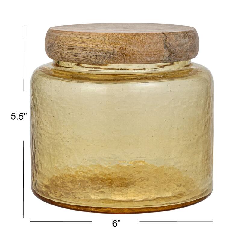 Hammered Glass Jar with Mango Wood Lid