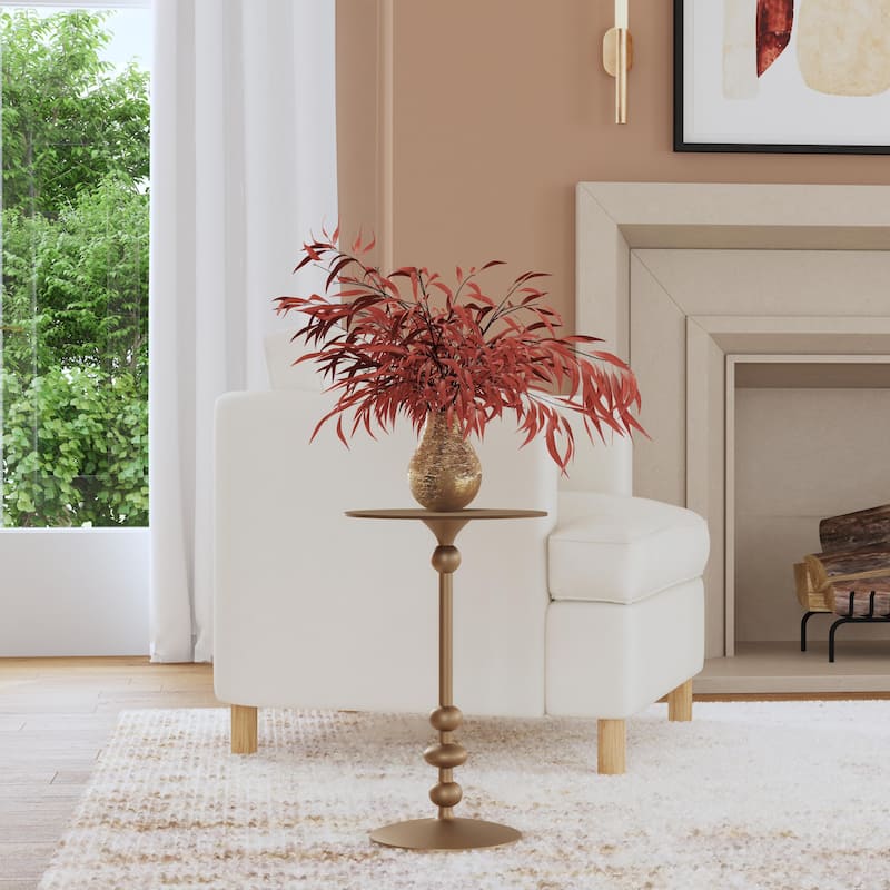 Zora Iron Pedestal Side Table - Bronze