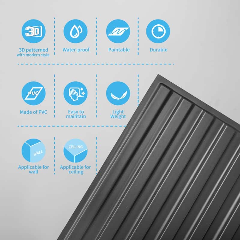 Art3d PVC Drop Ceiling Tiles,Slat Design Wall Panels,2X4 ft,12Pcs