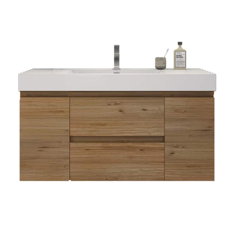 Baillie 48'' Wall-Mounted Vanity with Reinforced Acrylic Sink - 48''Width - Natural Oak