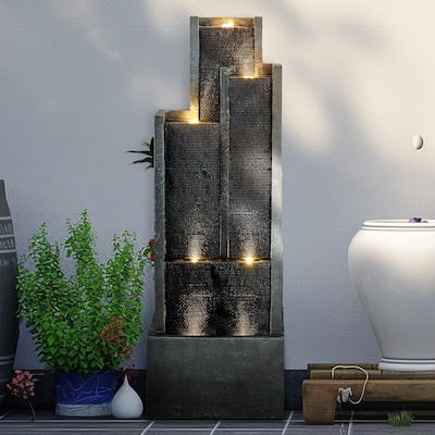 4-Tier Water Fountain w/Lights - 50.7in H Cascading Fountain for Home