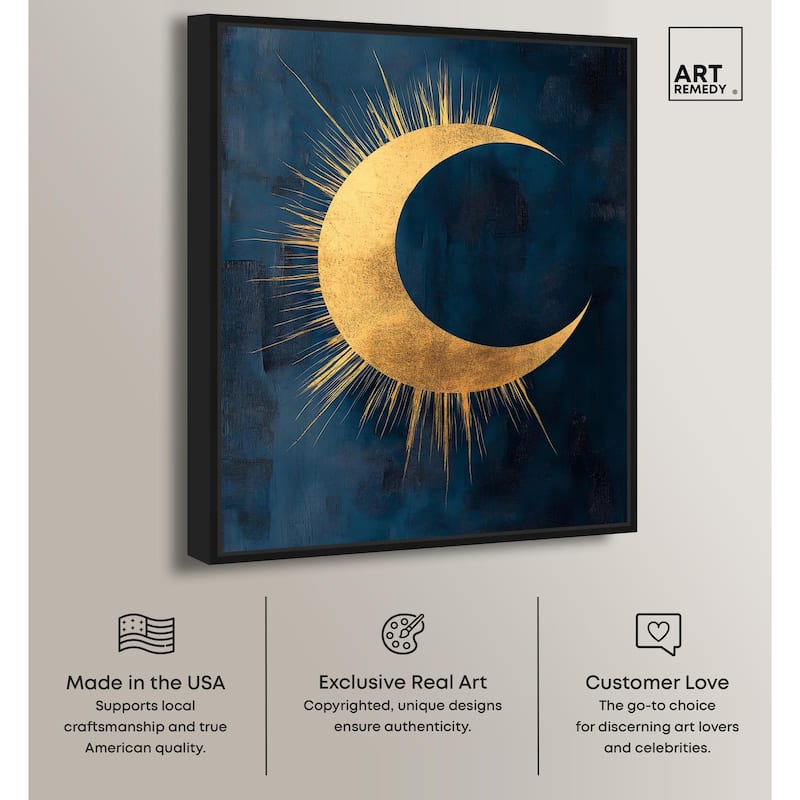 Gold Moon on Indigo Canvas by Art Remedy