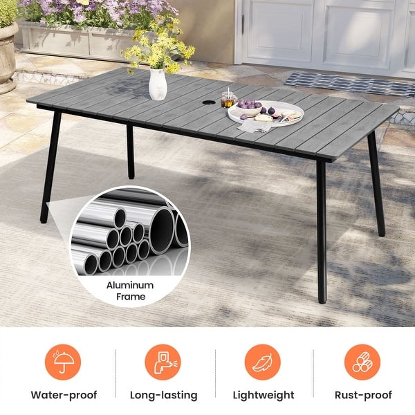dimension image slide 2 of 4, Pellebant Outdoor Aluminum Rectangular Dining Table