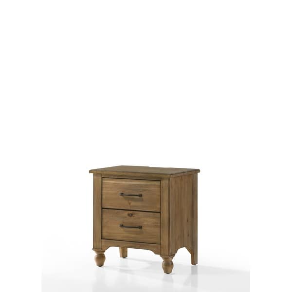 slide 2 of 4, Highland 2-Drawer Wood Nightstand with Charging Outlet, Sand Dune