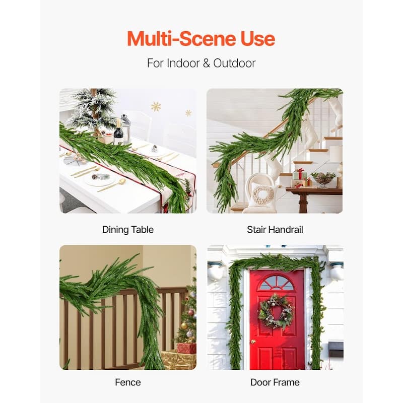 Lush Green Norfolk PE Christmas Garland with Full Fluffy Design for Home and Holiday Decoration