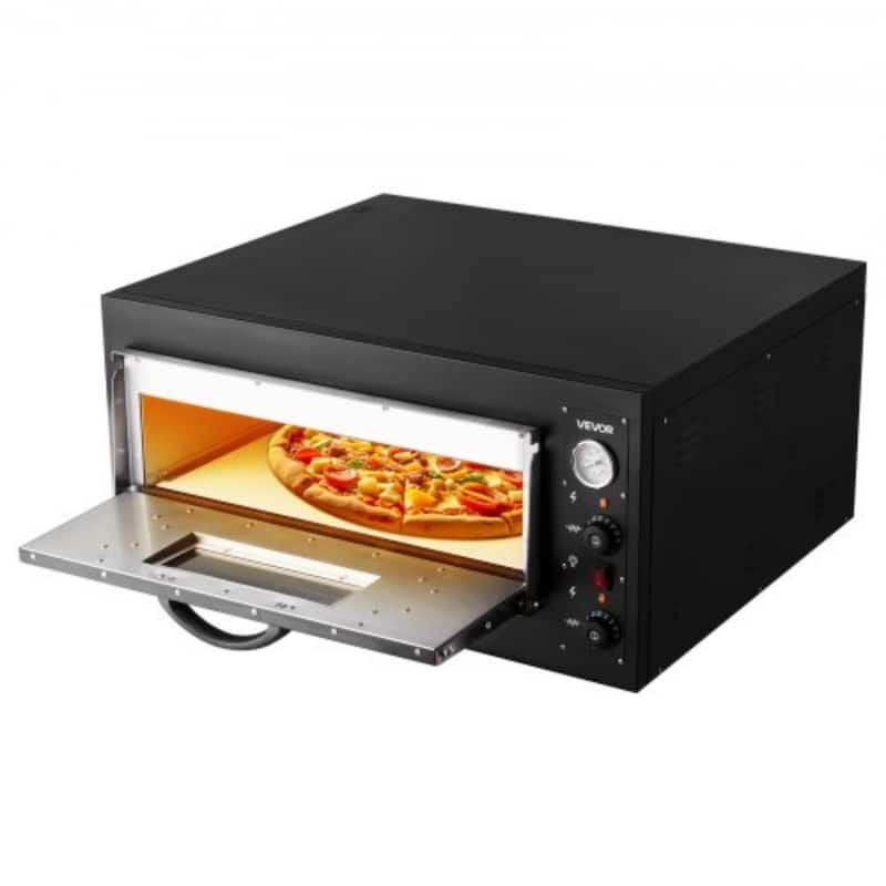 Black 24-Inch Electric Pizza Oven 4200W with Dual Temp Control - 35.83 L x 33.66 W x 16.93 H in