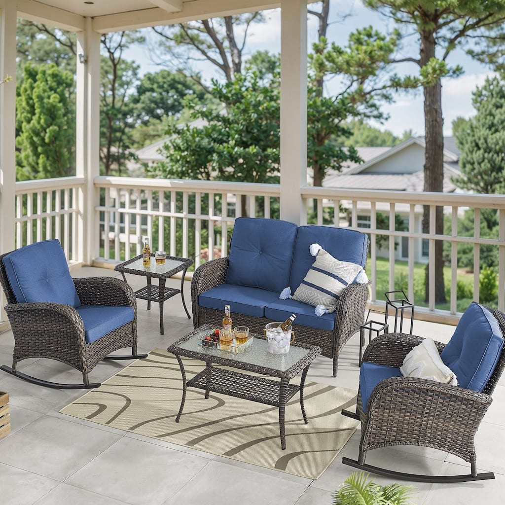 Outdoor Rocking Chair Table with Loveseat