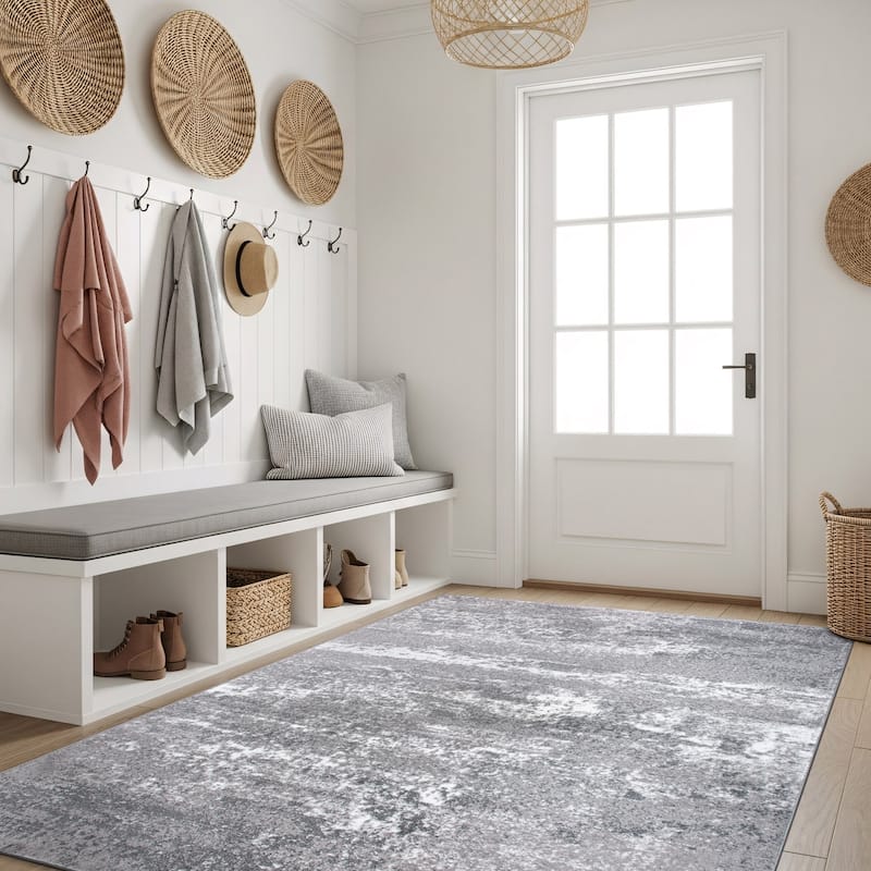 World Rug Gallery Distressed Abstract Watercolor Area Rug