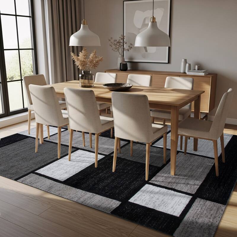 World Rug Gallery Contemporary Modern Boxed Color Block Area Rug
