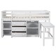 preview thumbnail 6 of 8, Multifunctional Twin Size Low Loft Bed With Pull-Out Desk, Drawers, Cabinet, Pine Wooden Bed with Storage Shelves, White