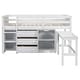 preview thumbnail 6 of 9, White Twin Size Wood Low Loft Bed With Pull-Out Desk, Drawers, Cabinet, and Shelves