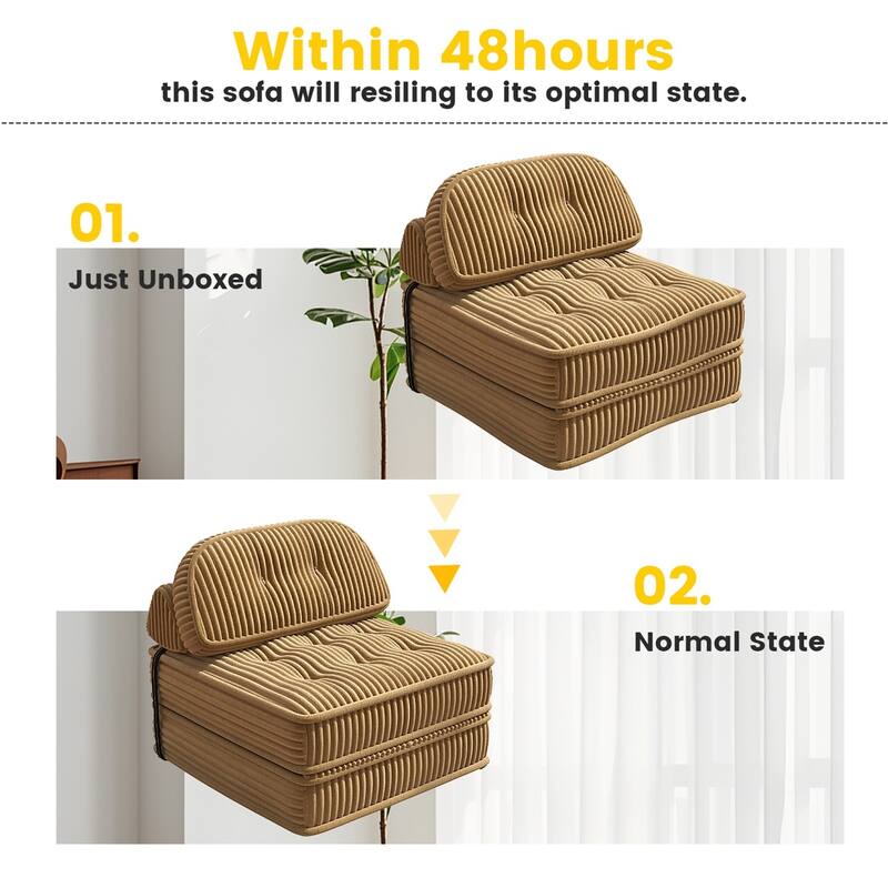 Folding Sofa Bed, Convertible Sleeper Chair with Pillow Foldable Mattress, Portable Fold Out Chair Bed Floor Sofa Lounge