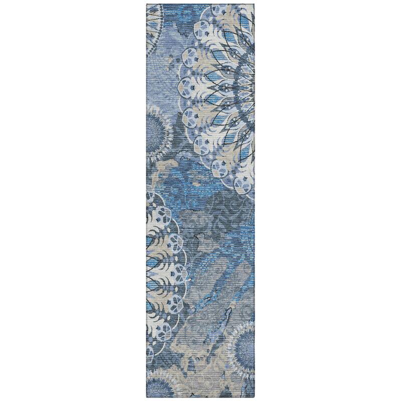 Machine Washable Indoor/ Outdoor Traditional Pinwheel Chantille Rug
