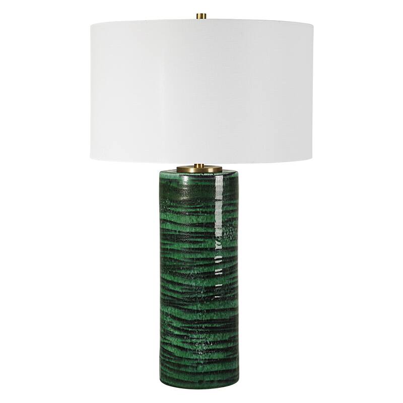 Uttermost Galeno Emerald Green Table Lamp - 28"H,   Shade 10"H x 17" Dia.