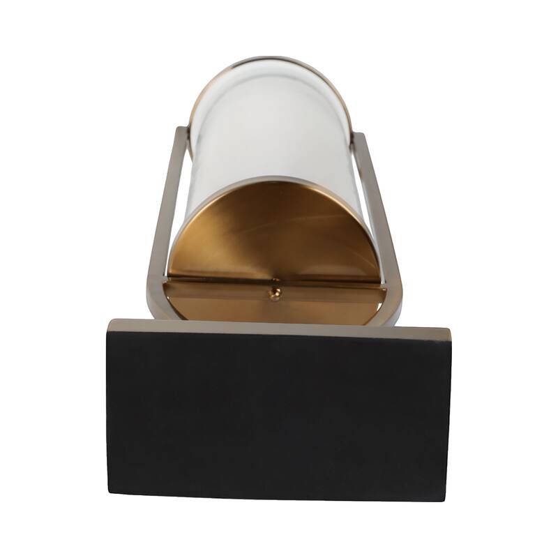 Modern Glass Pillar Candle Holder Decorative Lantern with Steel Frame