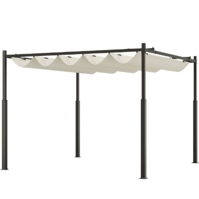GDFStudio - 10'x10' Outdoor Retractable Pergola with Magnetic Canopy & Upgraded Hooks