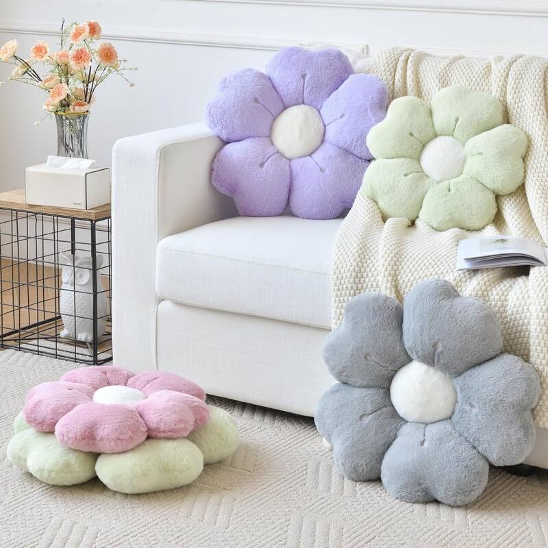 Flower Shaped Pillow Decorative Throw Pillows for Bed Couch - 15"L x 15"W