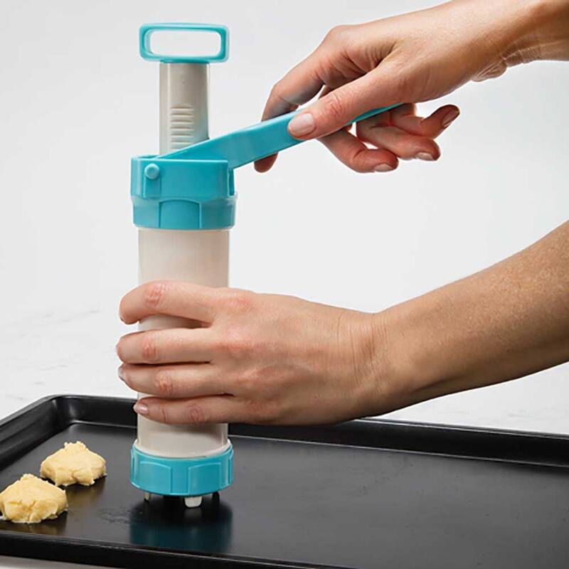 Hutzler 23pc Easy Action Cookie Press and Food Decorator Set - For Simple Decorating of Appetizers and Desserts