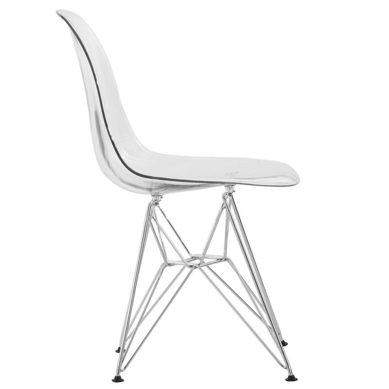 Cresco Ergonomic Modern Shell Seat Dining Chair with Chrome Eiffel Base and Curved Back Accent Side Chair (Set of 4)