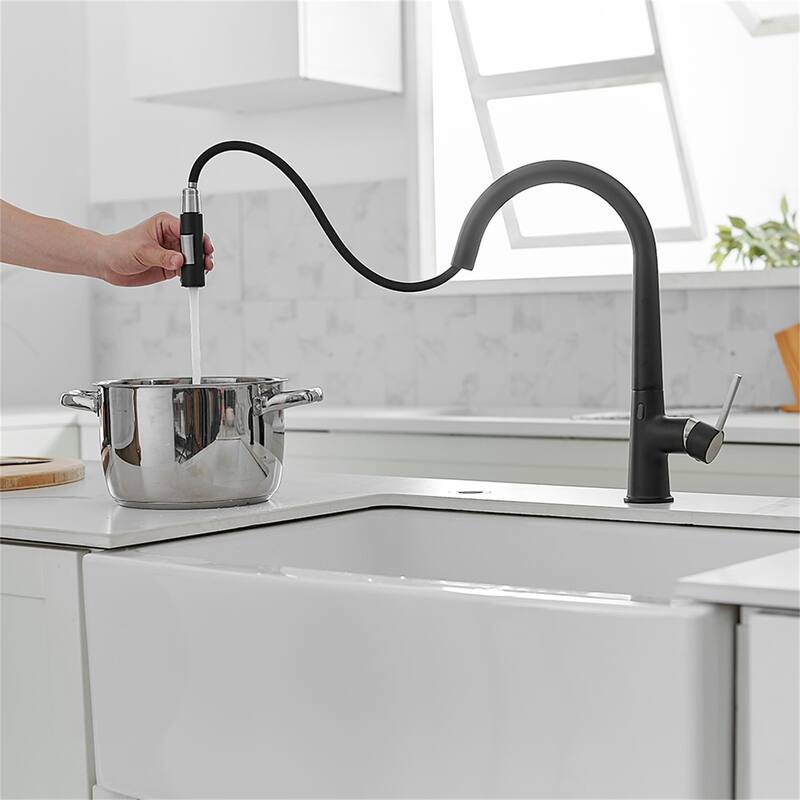 Touchless Kitchen Faucet With Pull Down Sprayer Single Handle Kitchen Sink Faucet One Hole Laundry Vanity Smart Hand-Free Taps