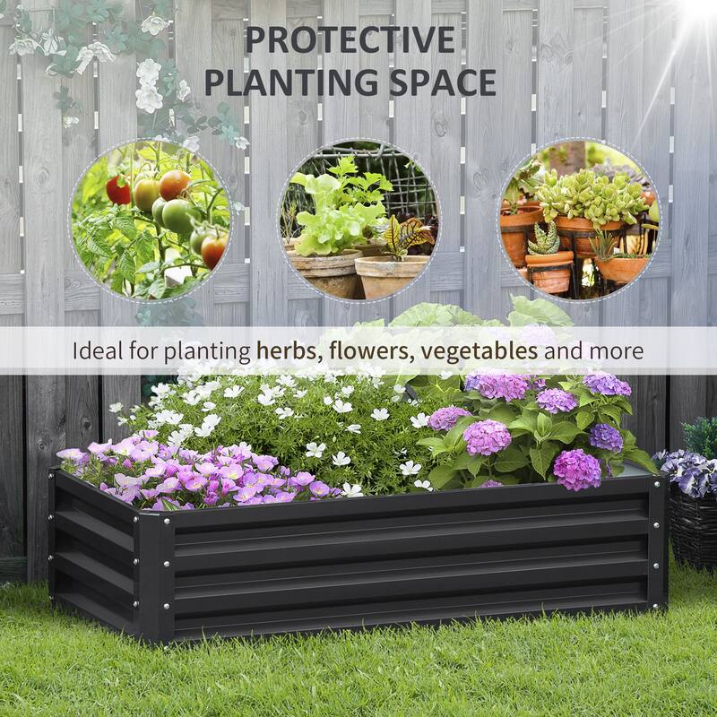 Outsunny Raised Garden Bed Box with Weatherized Steel Frame for Vegetables, Flowers, Plants and Herbs