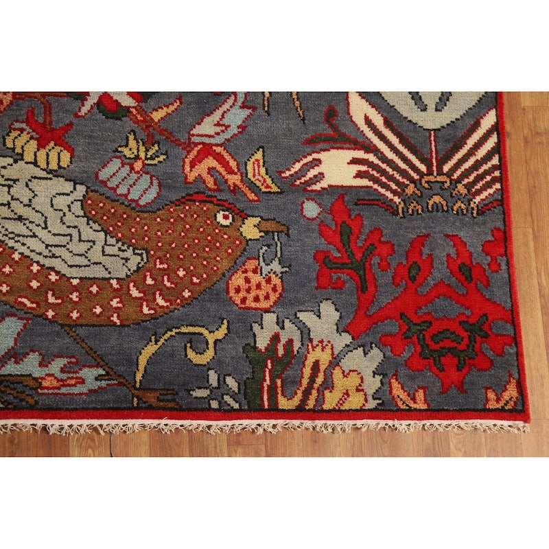 Hand Knotted Oriental 100% Wool Carpet Traditional All-Over Greys & Charcoal Ziegler Area Rug - 13' 11'' X 10' 1''
