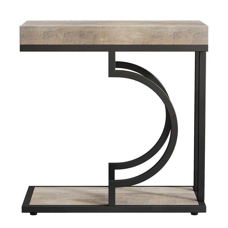 Narrow Side Table C Shaped End Table for Living Room
