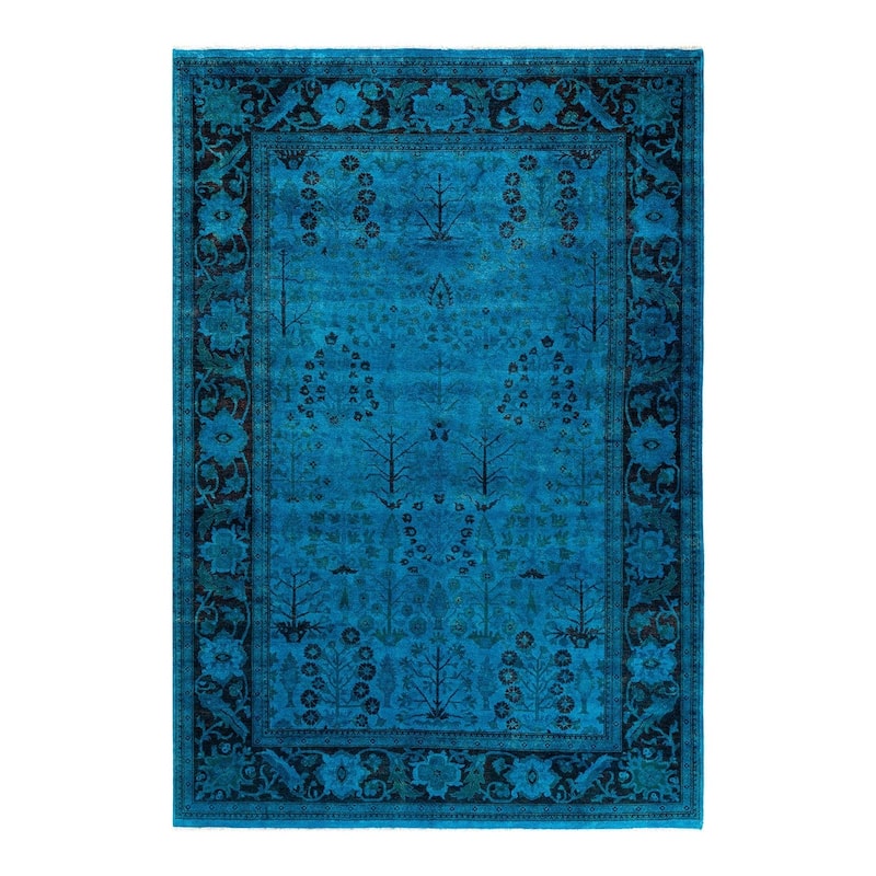 Vibrance, One-of-a-Kind Hand-Knotted Area Rug - Blue, 6' 0" x 8' 9" - 6' 0" x 8' 9"