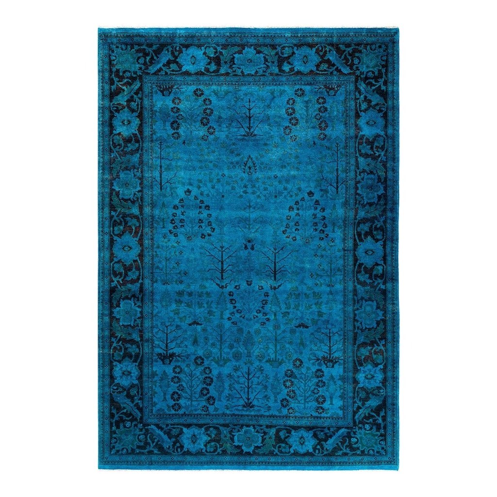 Vibrance, One-of-a-Kind Hand-Knotted Area Rug - Blue, 6' 0" x 8' 9" - 6' 0" x 8' 9"