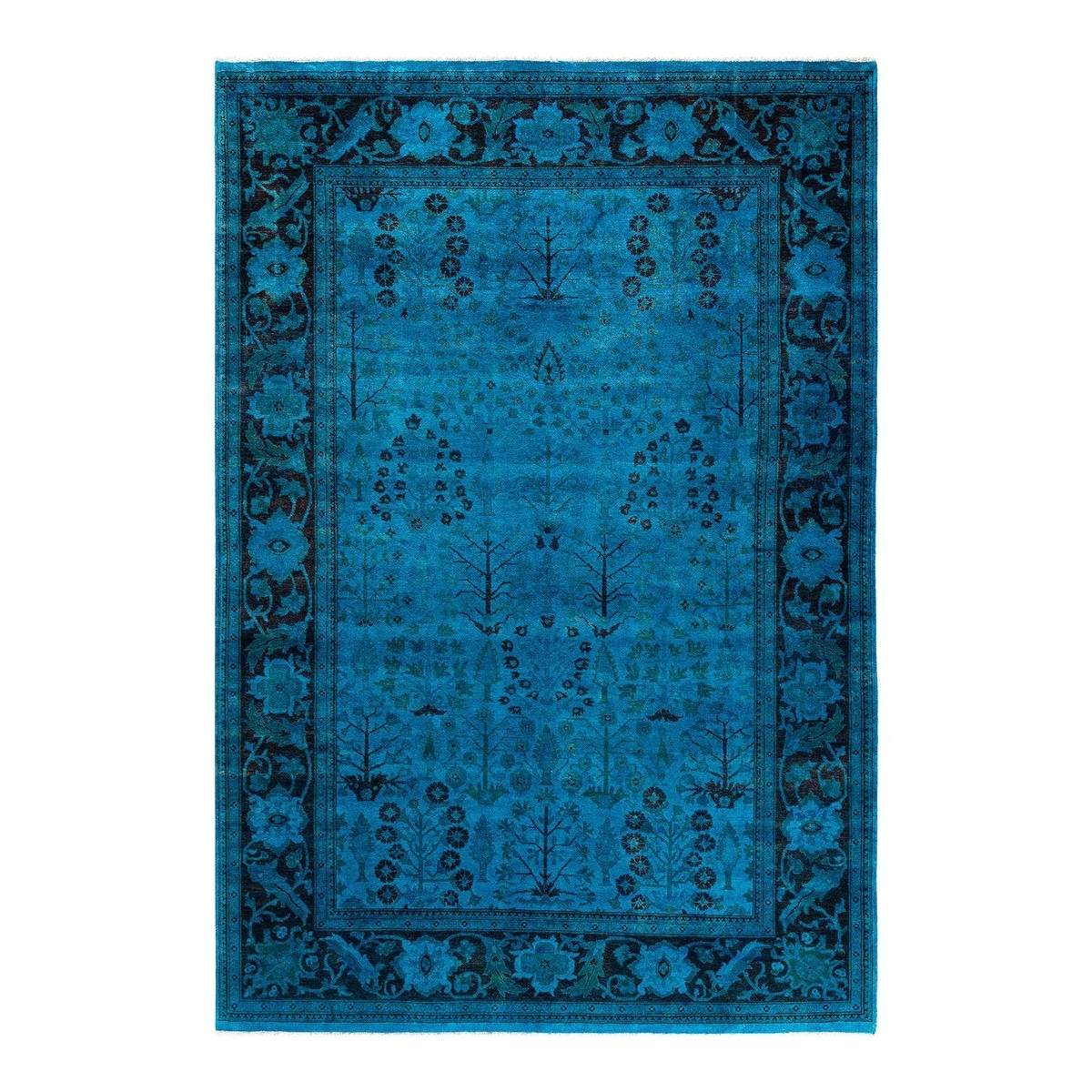 Vibrance, One-of-a-Kind Hand-Knotted Area Rug - Blue, 6' 0" x 8' 9" - 6' 0" x 8' 9"