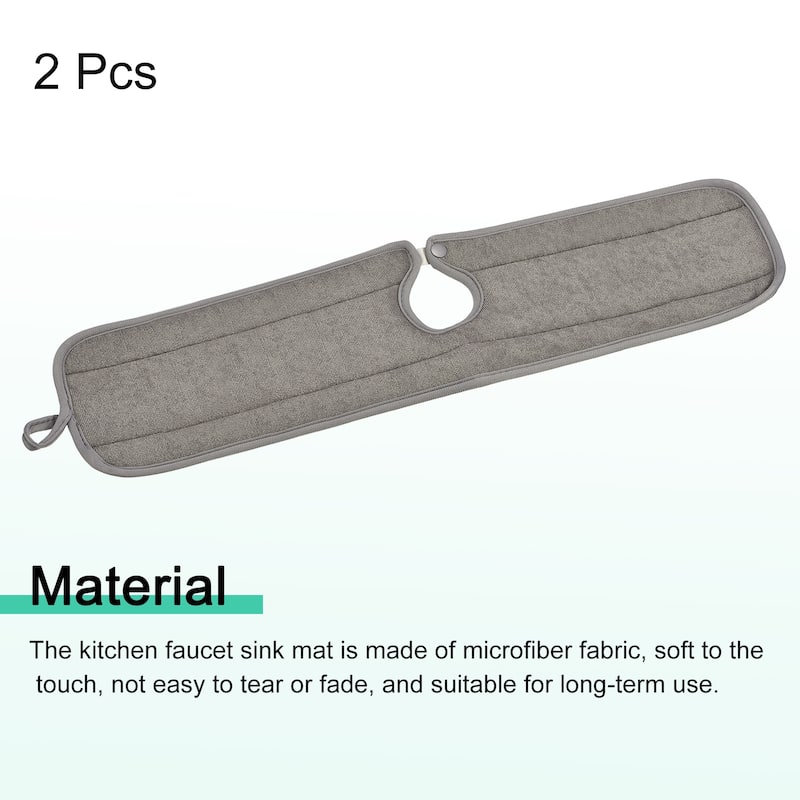 2pcs Microfiber Sink Faucet Mat Sink Drip Catcher and Dish Drying Mat Grey