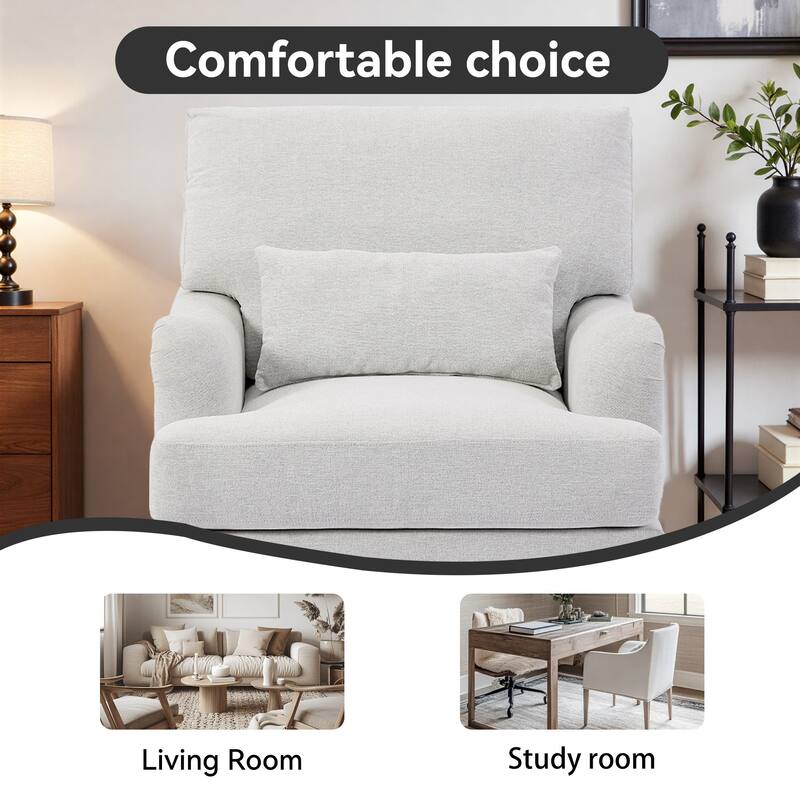 2 Piece Mid-Century Modern Oversized Accent Armchair Upholstered Chair