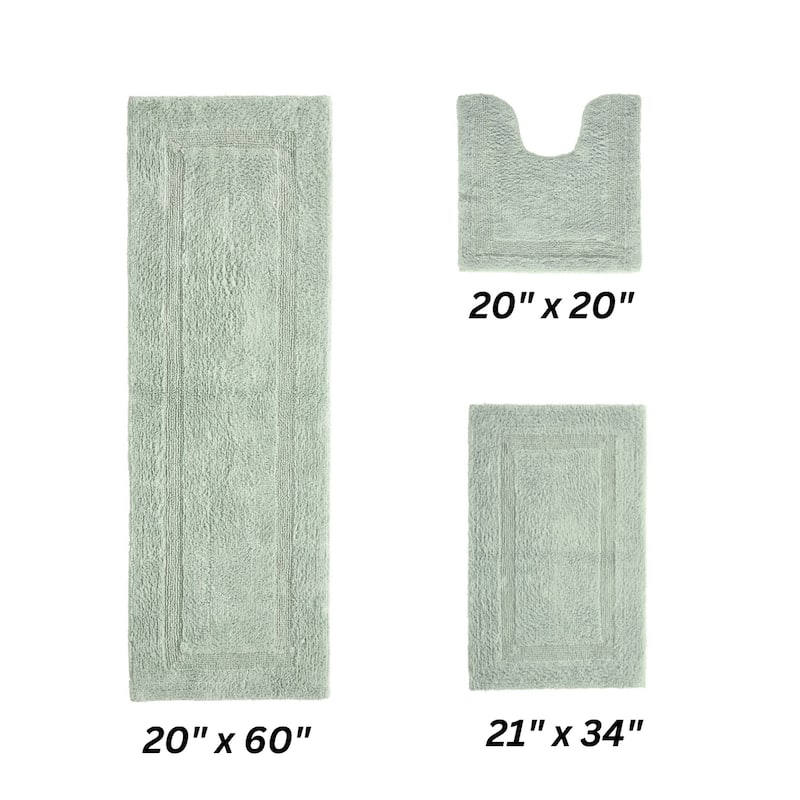 Better Trends Bath Rugs Set 100% Cotton Reversible Water Absorbent Bathroom Rug for Shower, Sink, Bath Mats - Lux Collection