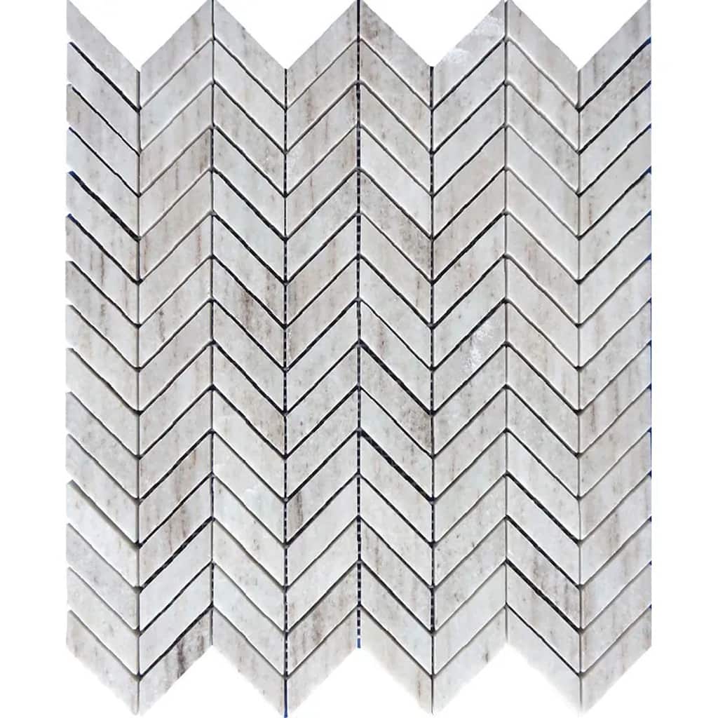 Apollo tile 11 x 13 Mirage Polished Frosted White with Gray Vein Crystal Sand Polished Marble Tile (4.9 sq ft/case) - 5 Pack