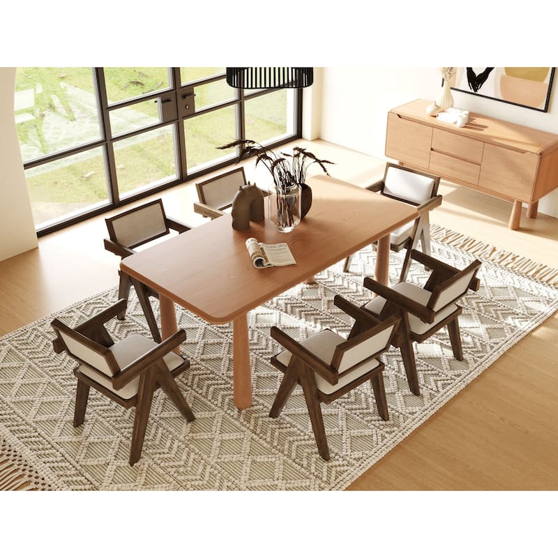 Modrest Rhea Modern 71" Natual Acacia Rectangular Dining Table - Beige