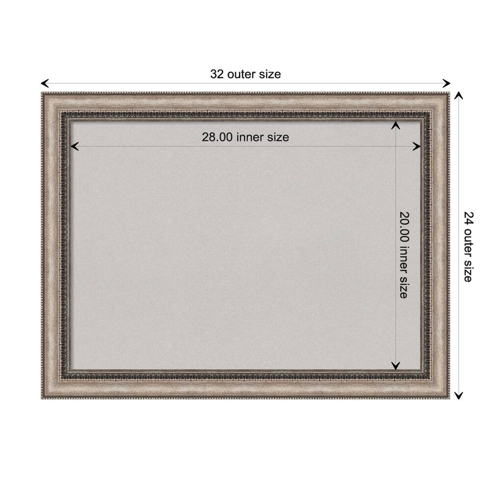 Lyla Ornate Silver Framed Grey Corkboard Bulletin Board