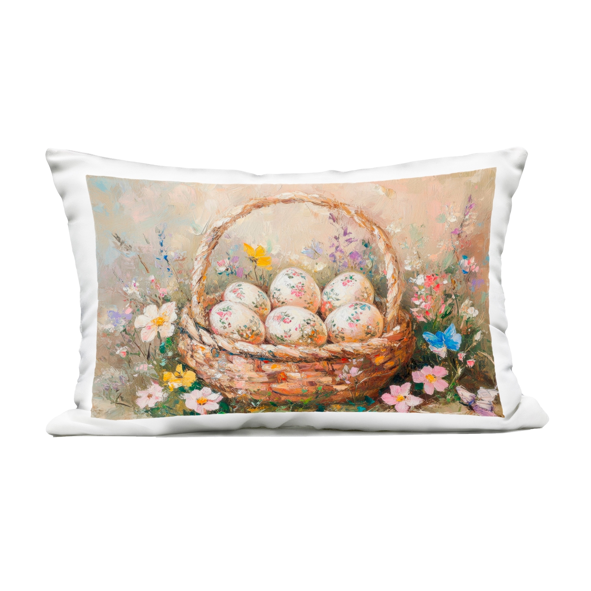 Stupell Vintage Chinoiserie Easter Eggs Decorative Printed Outdoor Throw Pillow Design by Petal Prints Design