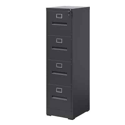 4 Drawer File Cabinet with Lock Metal Vertical File Cabinet Office Home, A4 Legal/Letter Size Narrow File Cabinet Locked
